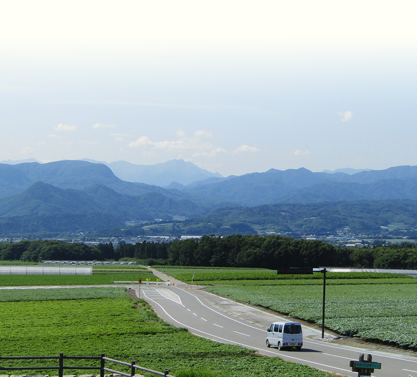 桜桃園からの山脈の眺め